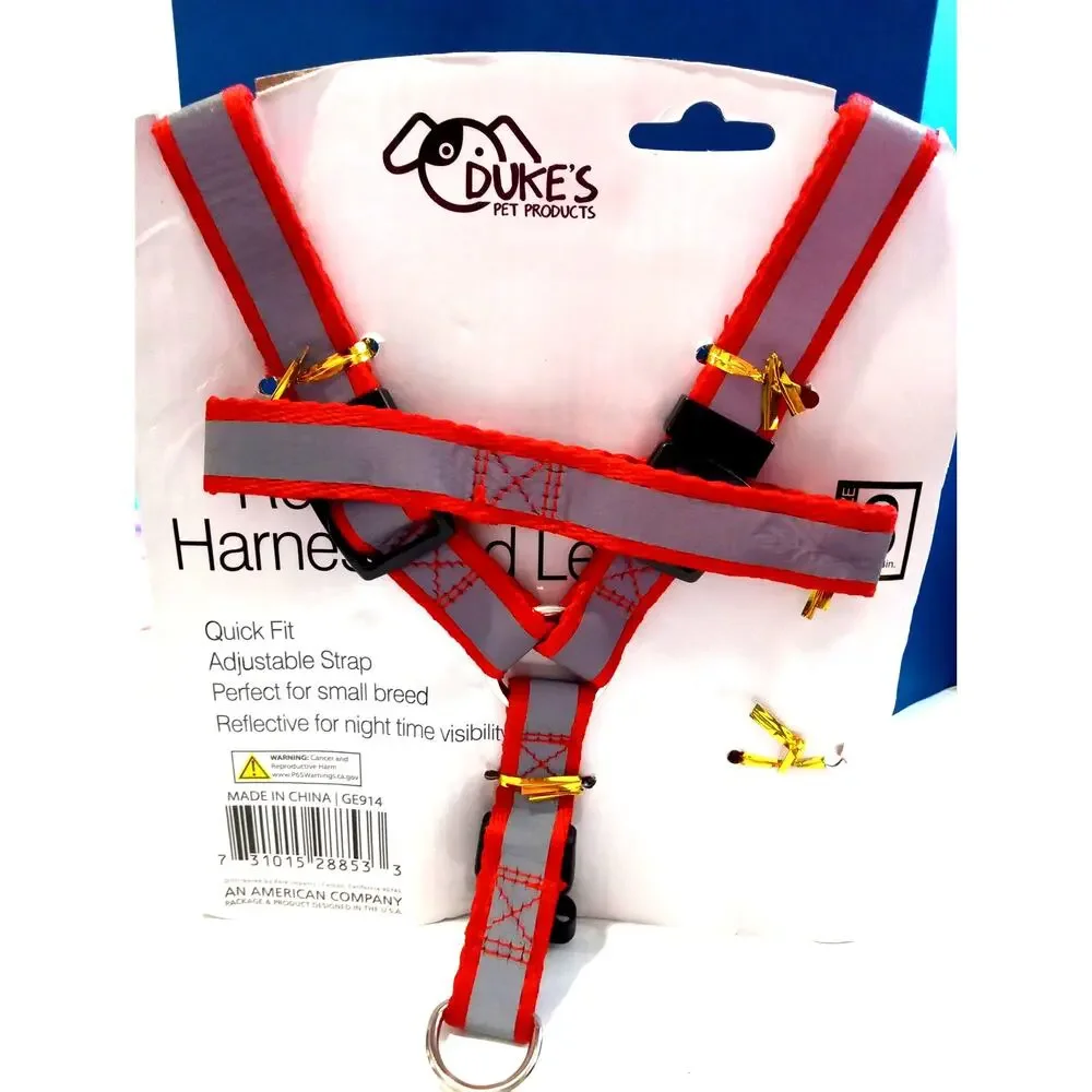 Duke's Reflective Dog Harness & Leash S Small 5 ft leash 0189